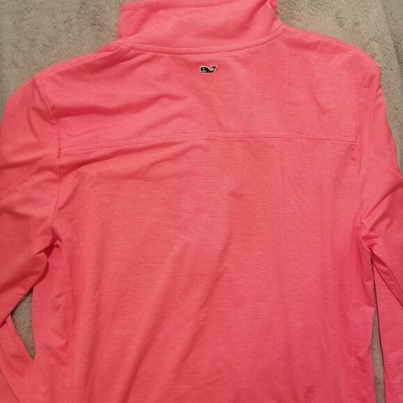 Vineyard Vines WOMEN’S THE SANKATY SHEP STRIPE SHIRT Med Bright Coral/Pink strip - Picture 5 of 6